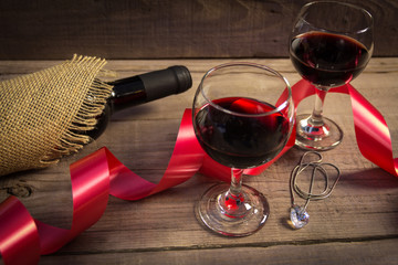 Valentines Day background with wine