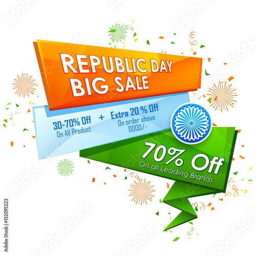 Republic Day Of India Sale Banner With Indian Flag Tricolor Stock