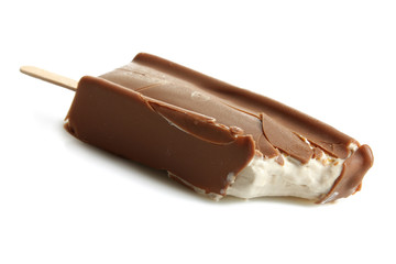 Classic chocolate ice cream isolated on a white background.