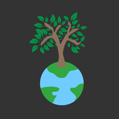 Tree on earth ecology concept
