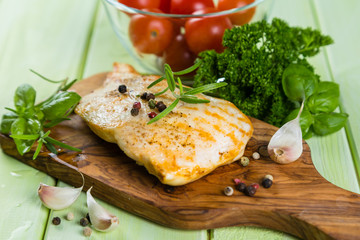 Chichen steak with herbs and spices