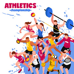 Colorful Sport Isometric Poster - obrazy, fototapety, plakaty