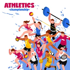 Fotobehang Colorful Sport Isometric Poster © Macrovector