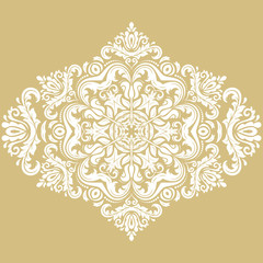 Elegant vector golden and white ornament in classic style. Abstract traditional pattern with oriental elements, Classic vintage pattern