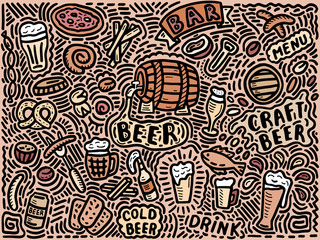 beer background in doodle style