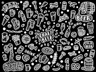set of hand drawn beer doodles