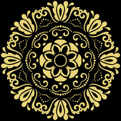 Elegant vector round golden ornament in classic style. Abstract traditional pattern with oriental elements, Classic vintage pattern