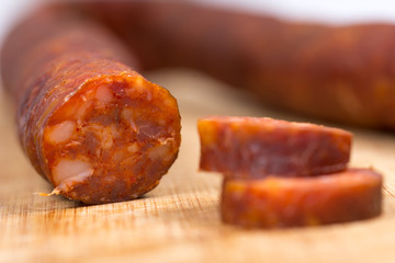 Domestic raw smoked sausages