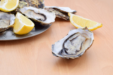 Fresh oysters and lemon