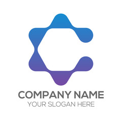 Infinity Blue Abstract Hexagon Round Shape Technology Connection Logo Vector Icon Business Company Template