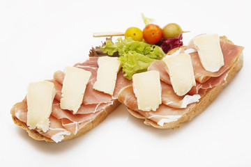 Prosciutto and cheese sandwiches