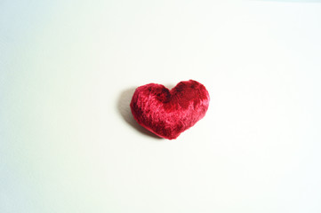 Just red heart made from natural materials can be symbol of love or gift for St. Valentine's Day