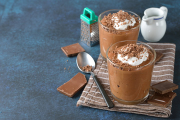 French chocolate mousse in a glass