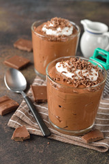 French chocolate mousse in a glass