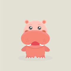 Cute funny hippo.