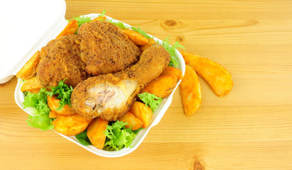 Southern Fried Chicken Portions In A Take Away Box