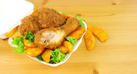 Southern Fried Chicken Portions In A Take Away Box