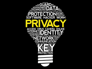 PRIVACY bulb word cloud collage, business concept background