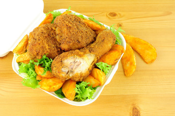 Southern Fried Chicken Portions In A Take Away Box