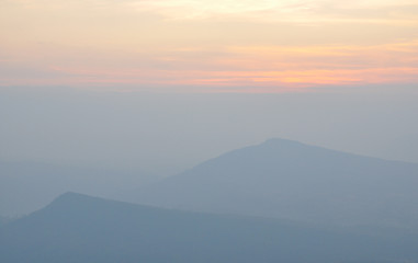 Landscape of sunrise over mountains