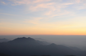 Landscape of sunrise over mountains