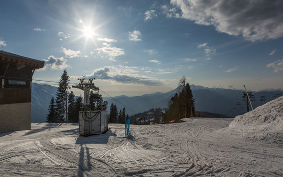 Ski Resort Gazprom, Krasnaya Polyana, Sochi National Park, Russia.