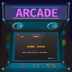 Retro arcade game machine. Vector illustration.