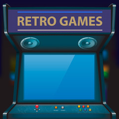 Retro arcade game machine. Vector illustration.