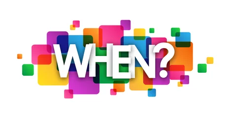 Foto op Plexiglas "WHEN?" Vector Overlapping Letters Icon © Web Buttons Inc