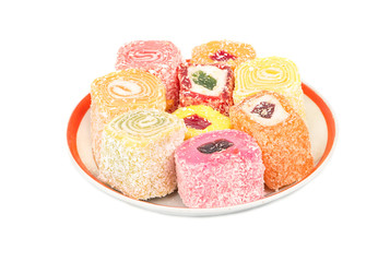 Turkish delight lokum in a plate