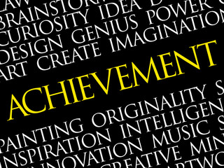 Achievement word cloud collage, creative business concept background