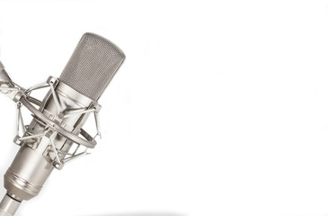 Condenser studio microphone on white background