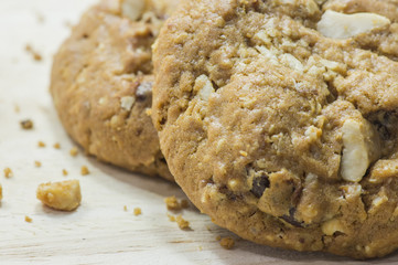 Milk chocolate macadamia, Chocolate chunk crispy cookies.