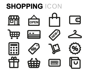 Vector line shopping icons set