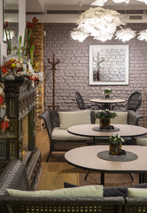 Interior of caffe restaurant.   Modern design.