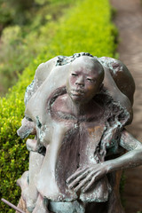 Abstract Statue  in botanical garden Monte of Funchal, Madeira. History of Portugal.