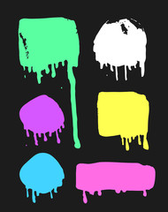 Set of hand drawn paint object for design use. Abstract brush drawing. Vector art illustration grunge splashes, drops, stains, frames, arrows, hearts, stars, blot