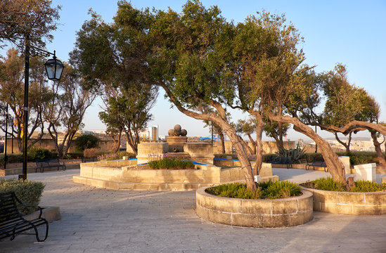 Gardjola Gardens in the early morning, Senglea, Malta