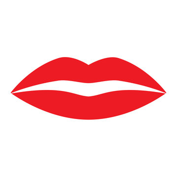 Flat icon red lips. Vector illustration.
