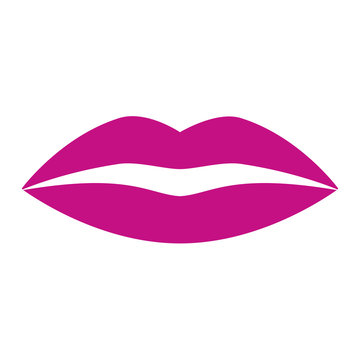 Flat icon pink lips. Vector illustration.