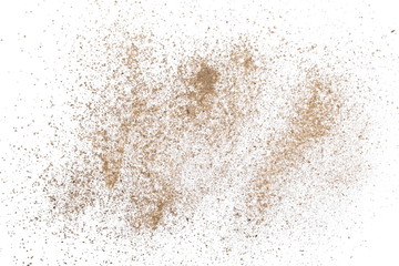 Fototapeta na wymiar dust of soil isolated on white background, with clipping path