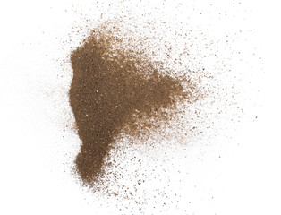 dust of soil isolated on white background, with clipping path