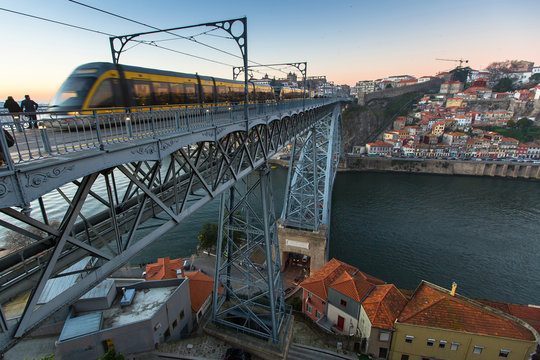 Dom Luis iron Bridge in Porto Old Town, Portugal.