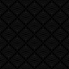 Neutral Seamless Linear Flourish Pattern.