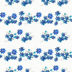 Seamless pattern with blue flowers