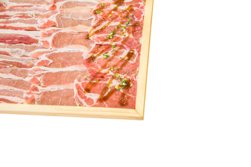 Slide of raw pork isolated on white(Clipping path)