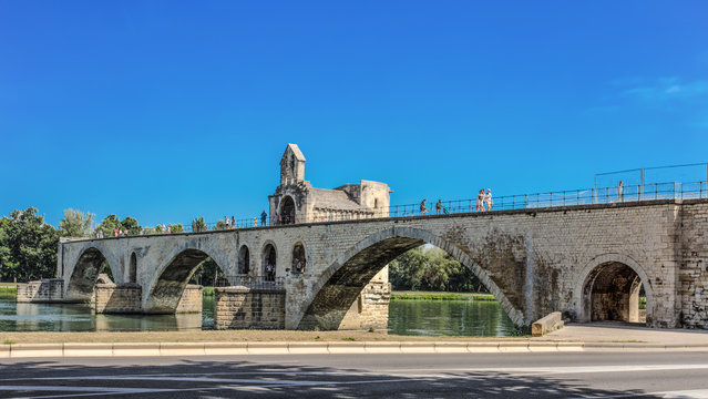 Pont Saint-Benezet on the Rhone River in Avignon, France.