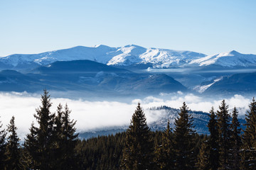 Obraz premium Winter mountains with mist