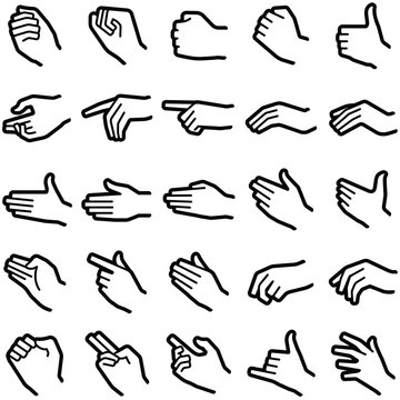 Hand icon collection - outline illustration 