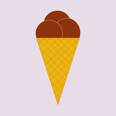 ice cream waffle cone  with topping balls tasty simple food vector